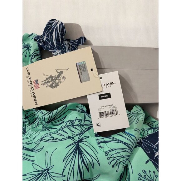 U.S. Polo Assn Big Mens Plus Size 3XL XXX Board Swim Shorts Blue Green Tropical - Picture 5 of 10